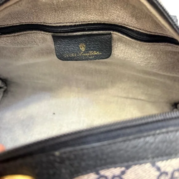 Gucci vintage blue canvas and leather Boston bag BEAUTIFUL